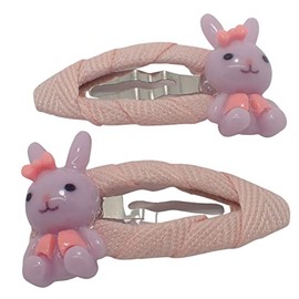 Topkids Accessories Bunny Motif Ribbon Wrapped Snap Hair Clip Small Hair Clips Girls Hair Accessories Baby Hair Clips Girls Hair Clips Mini Hair Clips Toddler Clips Pin Curl Clips (Lilac)