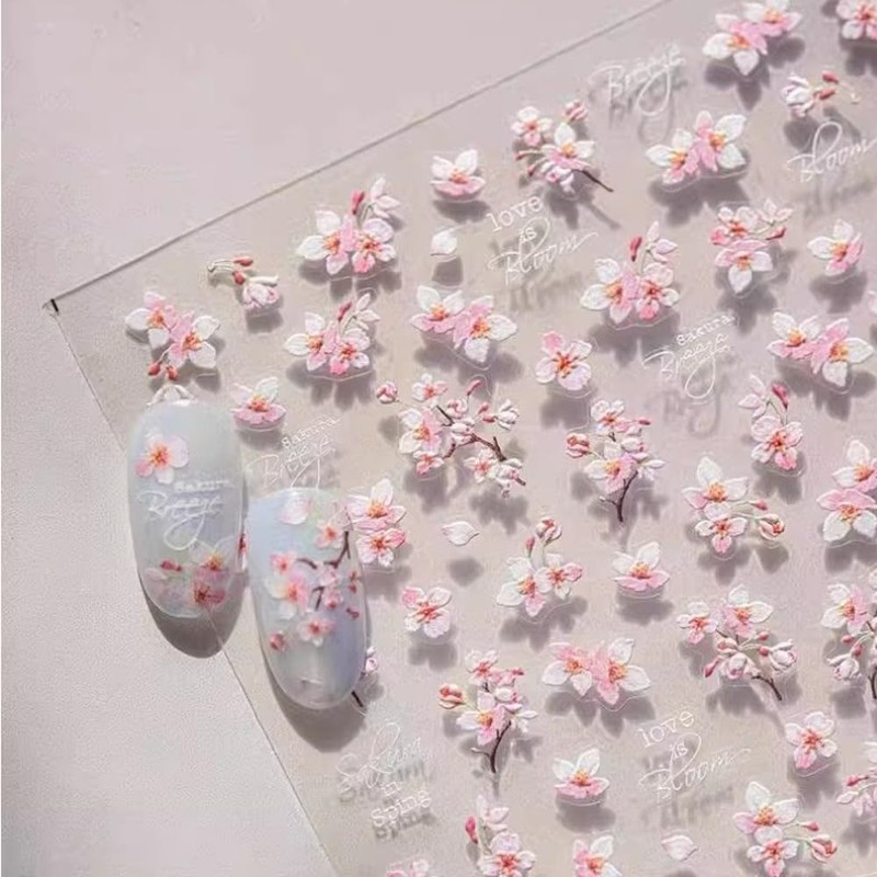 YUWENW ネイルシール 桜 2枚セット 花 ネイルパーツ ネイルステッカー ネイルアートステッカー 人気 DIY