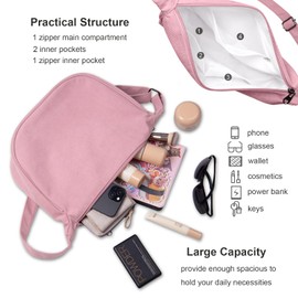 FITDON Half Moon Bag Women's Crossbody Shoulder Bag, Hobo Casual Crossbody Bag Cord Shoulder Bag with Adjustable Shoulder Strap, pink, L