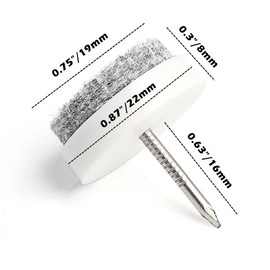 40pcs Furniture Felt Pad Round Heavy Duty Nail-on Slider Glide Pad Floor Protector for Wooden Furniture Chair Tables Leg Feet(Dia 0.87"/22mm,White)