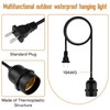 10FT E26/E27 Waterproof Pendant Lamp Cord with Ceiling Hooks &