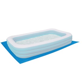 Rectangular Pool Cover + Pool Underlay, Family Pool, 305 x 188 cm / 262 x 175 cm / 201 x 152 cm, 110 g/m² PE, Waterproof, UV Stable Cover, Fixing Rope, Ground Protection Cover, Inflatable