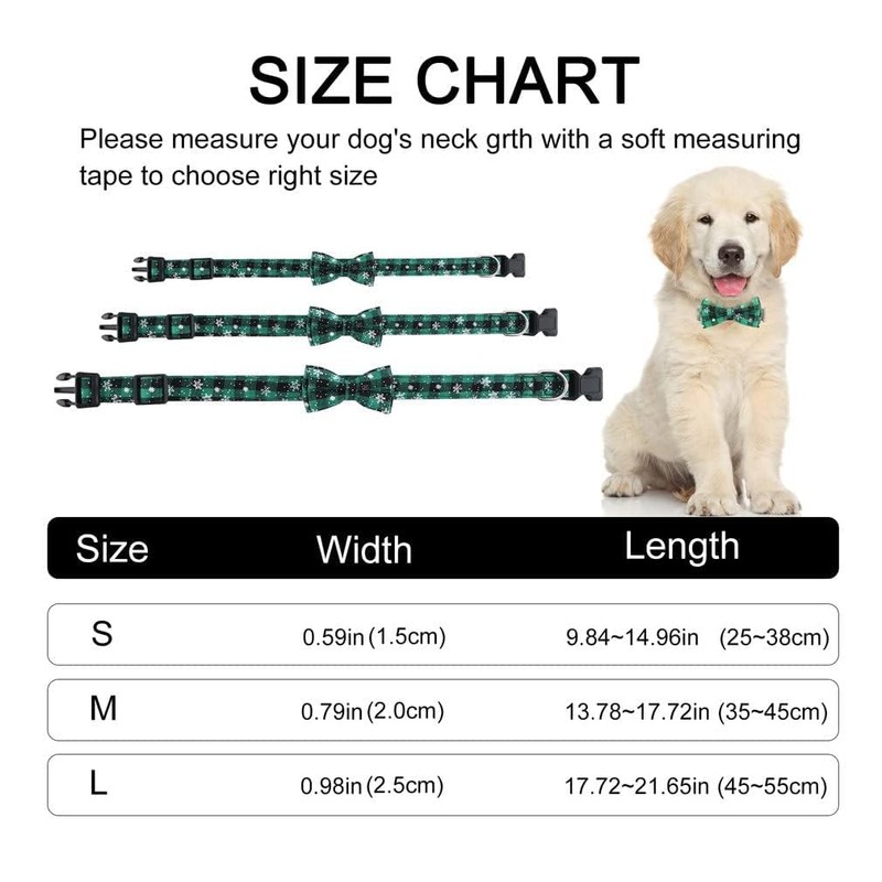 Asvin Christmas Dog Collar, with Bow tie Collar, Soft, Comfortable