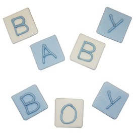 Anniversary House Baby Boy Blocks Sugarcraft Toppers, SF399, Blue