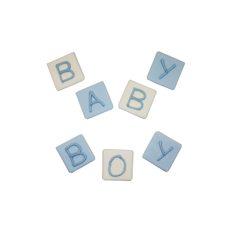 Anniversary House Baby Boy Blocks Sugarcraft Toppers, SF399, Blue