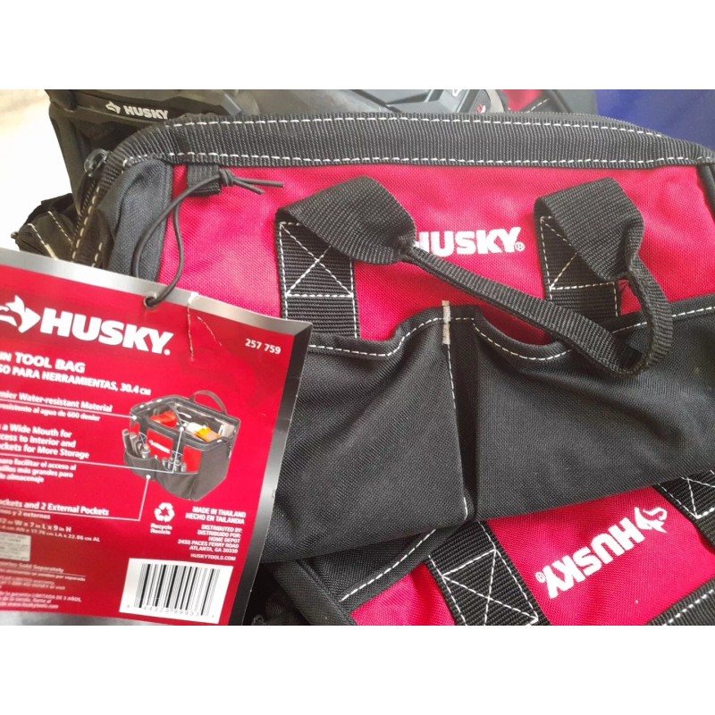 Husky Tool Bag Jobsite Organizer Water Resistant Polyester 12 Inch