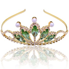 Princess Tiana Tiara Green Crown Tiana Headband Birthday Party Prom Halloween Costume Accessories Gifts