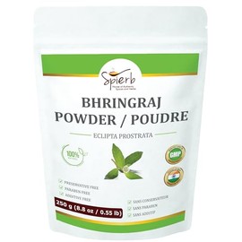 Spierb Bhringraj Powder 250 g (8.8 oz / 0.55 lb) – 100% Eclipta prostrata Leaf Herbal Hair Conditioner Powder, Ultra-Fine Grind, Resealable Pouch