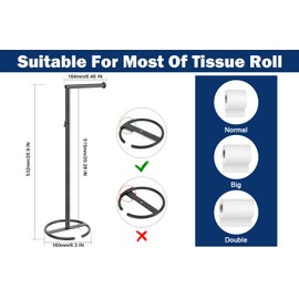 NearMoon Bath Toilet Paper Holder Stand- Modern Tissue Roll Holder Standing with Balanced Base, Rustproof Toilet Roll Holder for Bathroom/Kitchen Countertop (Matte Black, Metal Base)