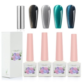 ADHERE Kalte Smaragd Serie - UV Nagellack Set Katze Auge Magnet uv Lack with Magnet Nagellack UV Lacke für Nägel Gellack UV Gel Nagellack uv Glitzernd schimmernd Funkeln