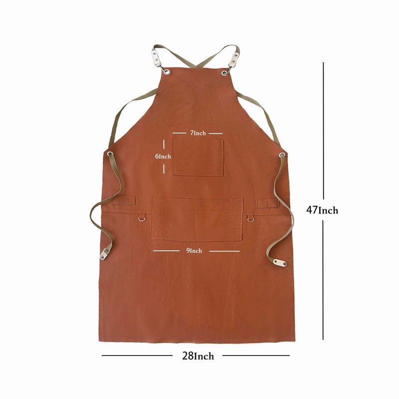 OLSON DEEPAK Leather Welding Work Apron with Tools Pockets,Heavy Duty