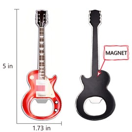 LanHong 2 Piece/Set Bottle Opener Beer Guitar Shaped Bottle Opener Guitar Gift Kitchen Gadgets for Drinkers Music Guitar Lover (Red)