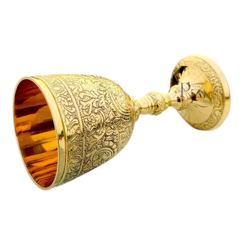 REXRYZ Medieval Brass Chalice Goblet, Vintage Golden Wine Cup, King