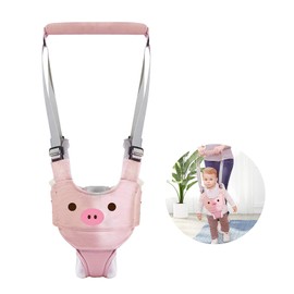 Handheld Baby Walker Assistant Belt Adjustable Detachable Walking Harness Protective Belt for Kids Infant Toddlers (Pink)