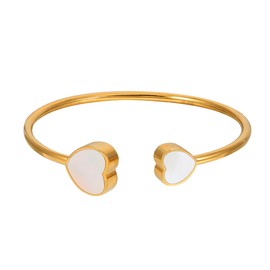 Eigso Women's Open Cuff Bracelets 2.5 mm Love Heart Pendant Charm Bracelets for Woman Man, Stainless Steel, No gemstone