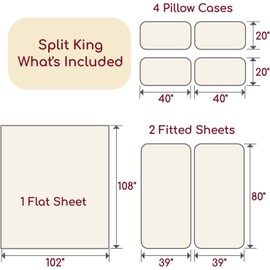 Mellanni Split King Sheet Set - 7-Piece Iconic Collection Bedding, (Including 4 Pillowcases), 16-Inch Deep Pocket, Easy Care, Extra Soft, Cooling Sheets, Brushed Microfiber - Aqua