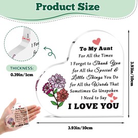 Aunt Gifts from Niece Nephew To My Aunt Acrylic Heart Keepsake Mothers Day Valentines Day Birthday Present for Auntie Appreciation Gifts Desk Sign I Love You Auntie Acrylic Heart Sign Presents