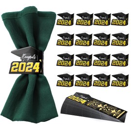 Fuutreo 50 Pcs Graduation Party Paper Napkin Holder 2025 Bulk Graduation Napkin Rings for Graduation Party Supplies(Black)