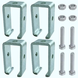 NouraVita 4-Pack Heavy-Duty Channel Trolley Track Hanger Bracket Set - Fits All 1-5/8" Strut Channels - Zinc-Plated Steel - 1200 lbs Load Capacity