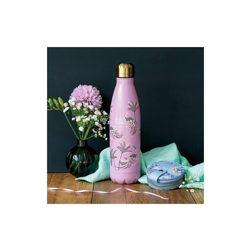 Sara Miller Savannah Pink Stainless Steel Water Bottle, height 26.5cm