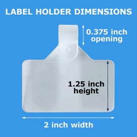 Gluposti 25 Plastic Wire Shelf Label Holder, Reusable Clip-on Adhesive Wire Rack Label Holder for Pantry Organization & Retail Display, 2" W x 1.25" H, Clear