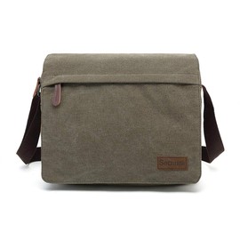 Sechunk Large Vintage Canvas Messenger Cross body bag Shoulder bag (Green, large)