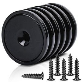 Neodymium Magnets, Extra Strong, 32 mm, 45 kg Power Discs Magnets with Capsule, Magnets Strong Pot Magnet with Hole, Black Countersunk Pot Magnet with Screws and Steel Cushion for Kitchens, Pack of 6