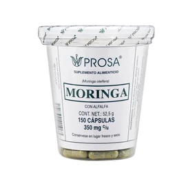 Prosa | Cápsulas de Moringa con Alfalfa, frasco con 150 cápsulas de 350 mg, de hojas de Moringa y hojas de Alfalfa