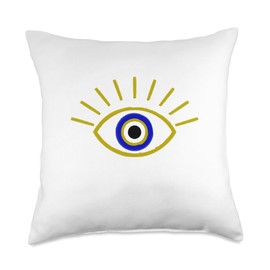 Evil Eye Artwork, Hamasa Good Luck Hand of Fatima Hipster Throw Pillow