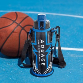 Atlas ADBT-1001 Water Bottle, 1 Liter, One-Touch Direct Bottle, Lightweight, Shoulder Strap Included, Easy to Hold, Cold Insulator