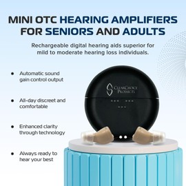 Hearing Aid Earbuds, Mini Hearing Amplifiers for Seniors | Completely-in-Canal Earbuds for Noise Reduction and Feedback Cancellation | Hearing Aids for Adults