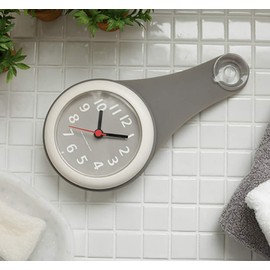 Tomamu Gray Bathroom Clock, Waterproof Clock, Wall Clock, with Suction Clock, Waterproof, Silent, For Bathroom, Kitchen, Bath, Home, Stylish, Cute, Simple, Interior, Scandinavian Design, Shower