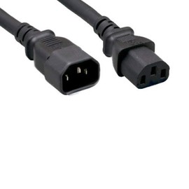 Kentek 3 Feet Extension 3 Prongs AC Power Cord IEC320 C13 to C14 14 AWG 15A 250V SJT Heavy Duty M/F Male Female Black