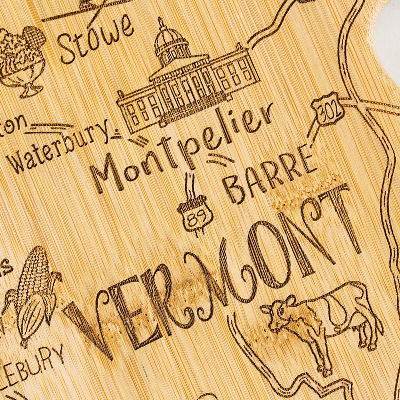 Totally Bamboo Destination Vermont State Shaped Serving and Cutting Board,