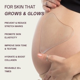 Dermaclara Large Body Patch - Pregnancy Stretch Mark Prevention & Removal, C Section Cover Up Belly Scar, Maternity Skincare, Silicone Gel Sheet, Reusable up to 30 Times - 2 Patches & Patch Cleanser