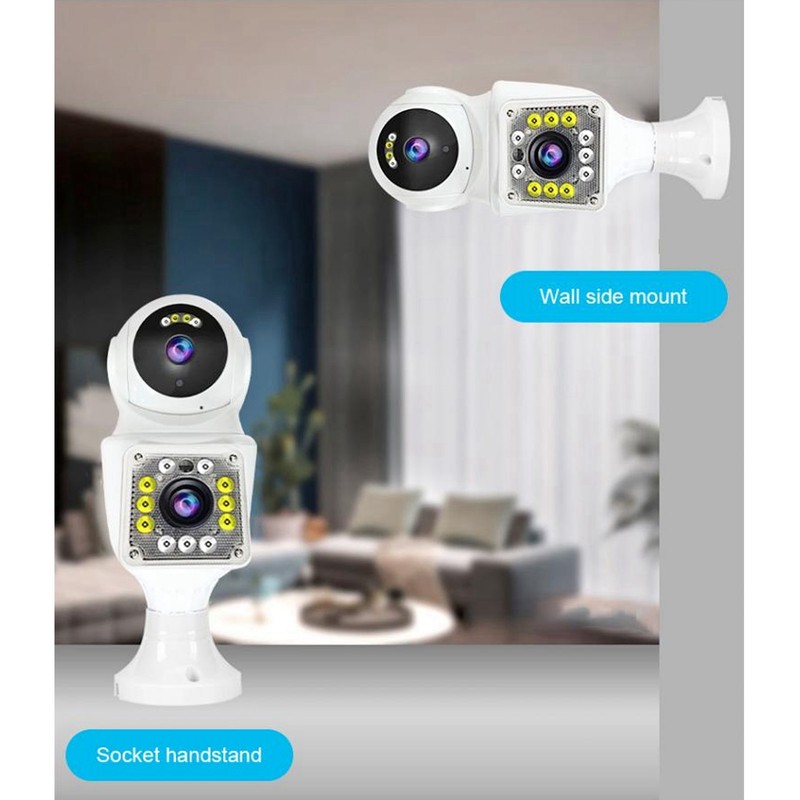 FHD 1080P Dual Lens Light Bulb Security Camera 360 Degree