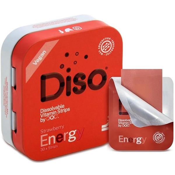 DISO - Energy - Dissolvable Caffeine Strips with Vitamins, Strawberry