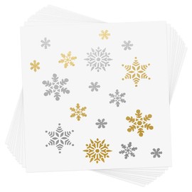 Juego de 10 piezas de copos de nieve de alta calidad, impermeable, metal dorado y plateado, para joyas temporales – recuerdos de fiesta, suministros de fiesta, eventos de invierno, nieve, tatuajes de niños, copo de nieve