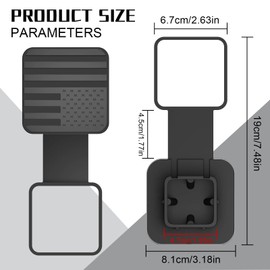 Trailer Hitch Cover, 2" Hitch Cover Tube Plug Insert, American Flag Hitch Covers, Car Square Mouth Receiver Dustproof Rubber Plug, Car Trailer Tube Cover Plug, for Car Truck SUV Black 1PC