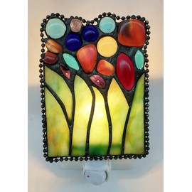 HUIMEIJU Tiffany Glass Night Light - Bedroom, Study, Aisle, Gem, Green Glass
