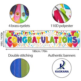 Congratulations Banner - Congratulations Decorations - We are so Proud of You banner - Well Done Banner - Graduation Banner - Graduation Decorations for Prom - 180 x 40cm (White)
