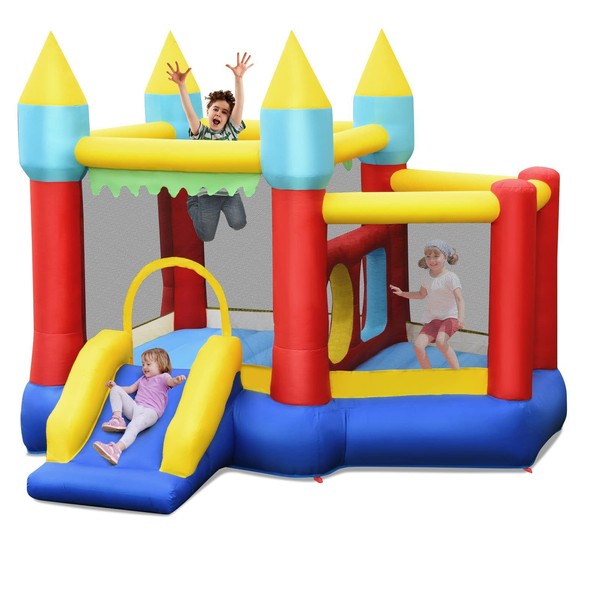 Children Inflatable Bounce House for Kids, Indoor Outdoor Bouncy Castle for Kids Party Family with Jumping Area, Ocean Ball Pool, Jumping Castle Slide