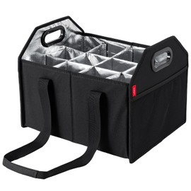 LUILANC Collapsible 12 Bottle Wine Carrier - Reusable Portable Storage Box for Tote Bag, Moving, Vacation, Bottle Caddy, Grocery Shopping, Wine Tasting (Black)