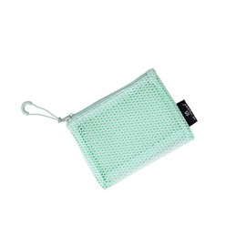 MiniMood Mesh Pouches, Double Storage Dividers, Zipper, Lightweight Mesh Material, Size 14x10cm, Set of 2, Cosmetic and Travel Accessories Organizer (1, Cyan)