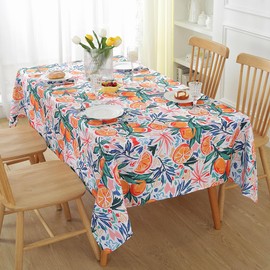 SASTYBALE Summer Tablecloth Rectangle, Spill Proof Vibrant Watercolor Lemon Table Cloth, Washable Decorative Polyester Table Cover for Outdoor Party Picnic Dinner (Rectangle, 52" x 70")