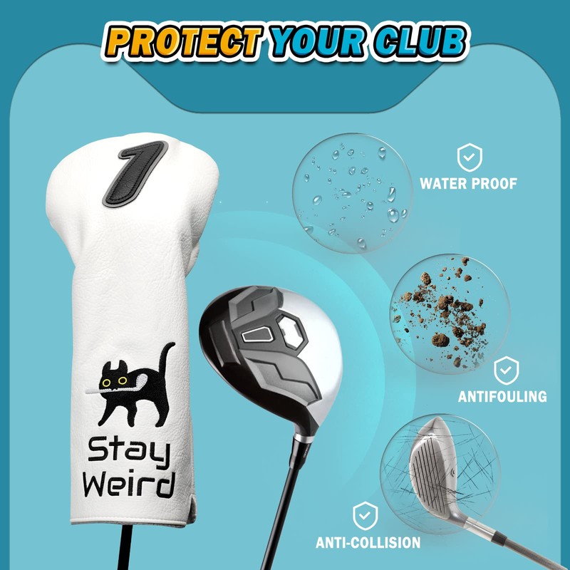 Craftsman Golf Leather Driver Head Covers Cat