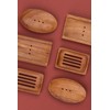 Tranquillo Handmade Neem Wood Oval Soap Dish with Holes for