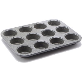 casaWare Ceramic Coated NonStick 12 Cup Muffin Pan (Silver Granite)