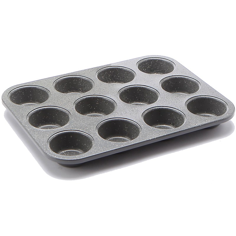 casaWare Ceramic Coated NonStick 12 Cup Muffin Pan (Silver Granite)