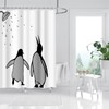 FuShvre Black and White Animal Shower Curtain Abstract Silhouette Penguin